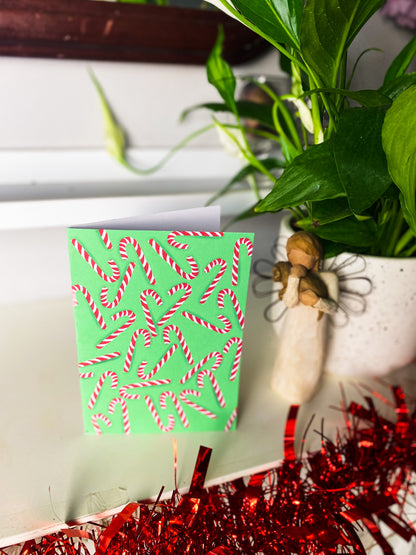 Green candy canes chirstmas card