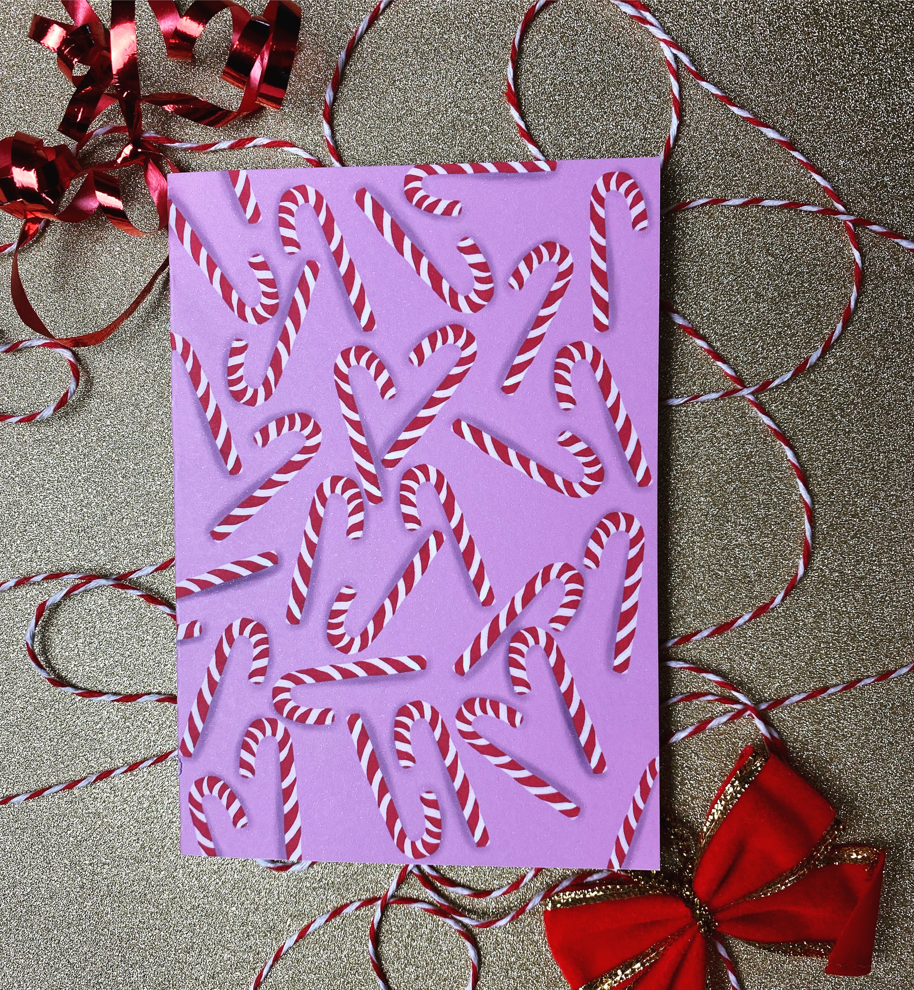 Pink Candy Canes Christmas Card