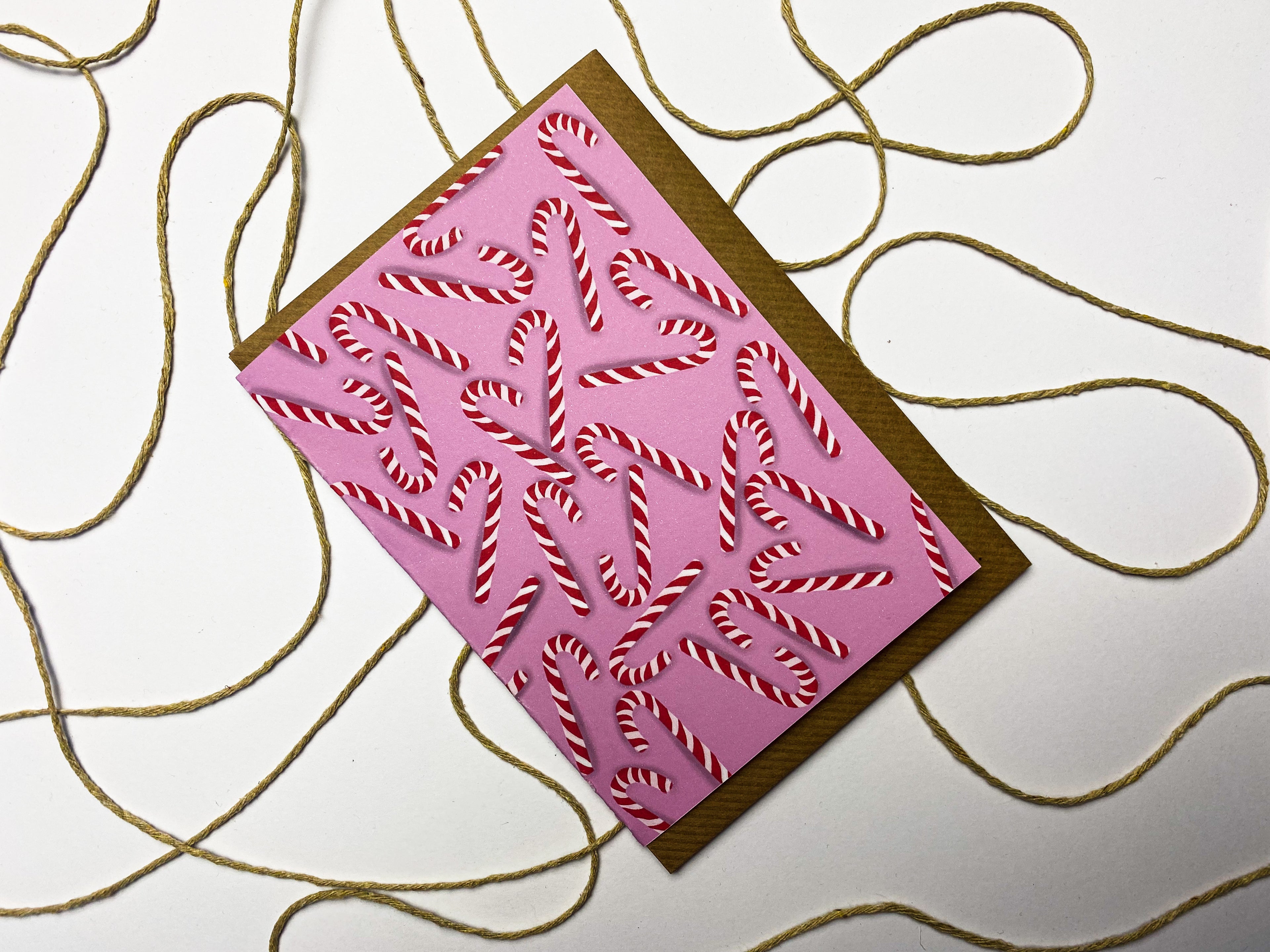 Pink Candy Canes Christmas Card