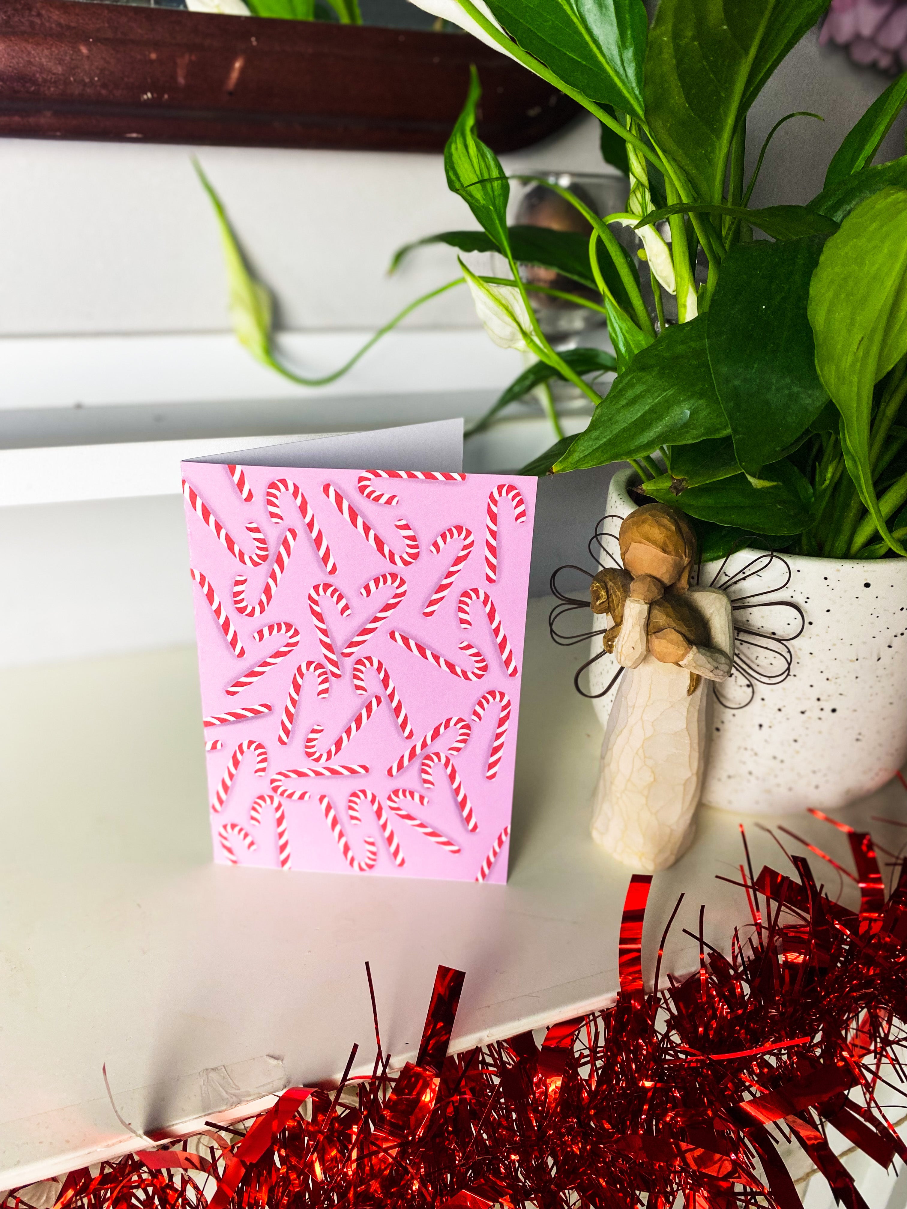 Pink Candy Canes Christmas Card