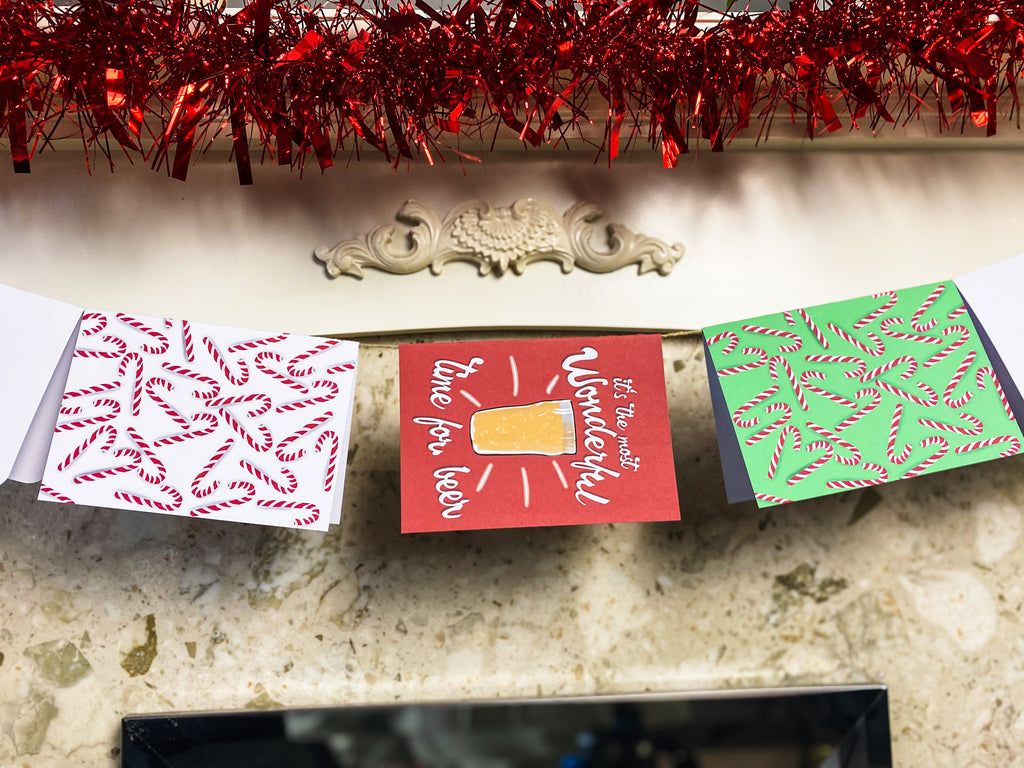 Green candy canes chirstmas card